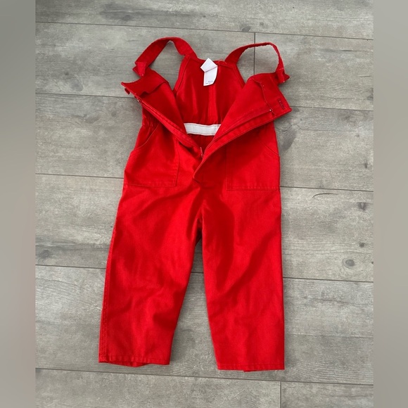 Vintage Rob Roy Bibo Bright Red Overalls 18 months Car buttons Euc - Picture 8 of 16